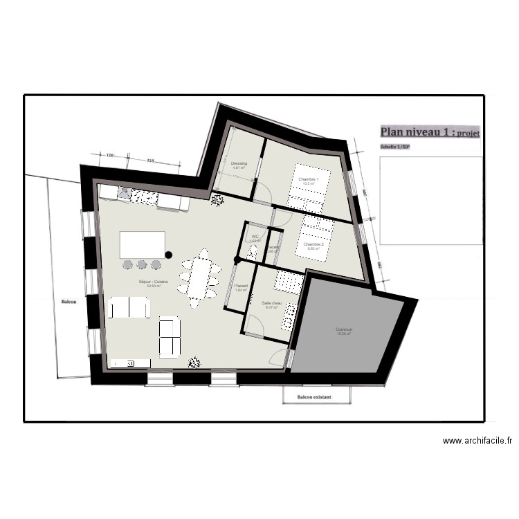 Plan appartement Djerdi. Plan de 10 pièces et 199 m2