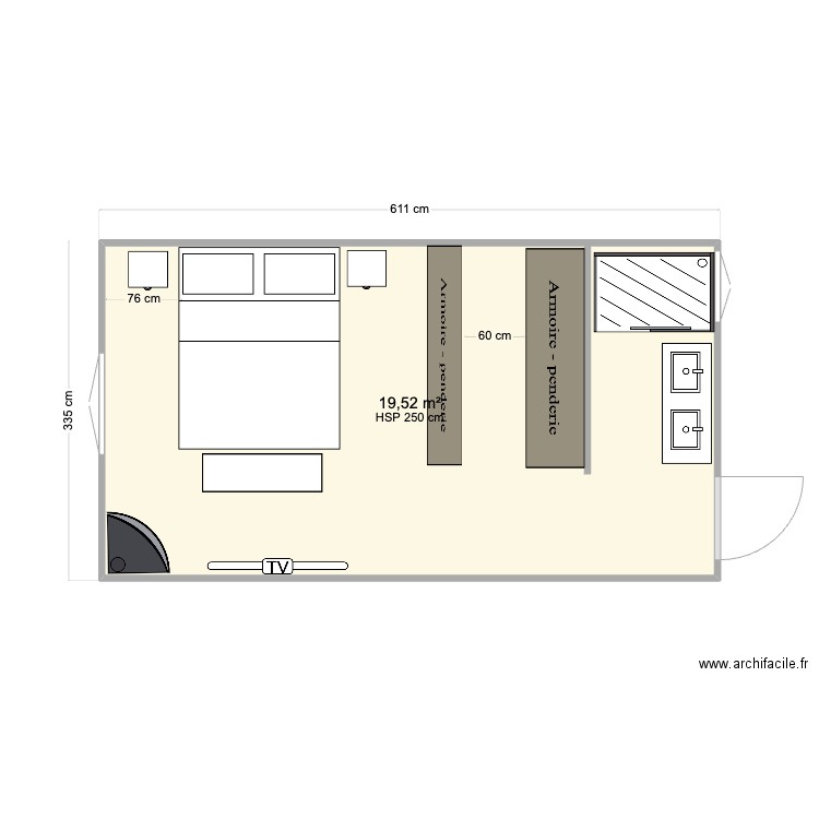 183B CHAMBRE 4. Plan de 1 pièce et 20 m2