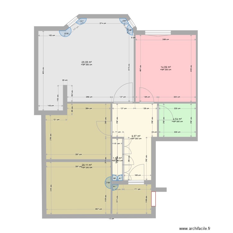 Maison V3. Plan de 6 pièces et 88 m2