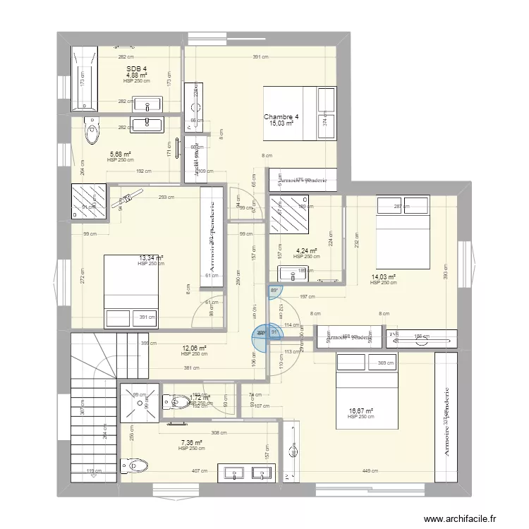 plan etage avec wc sans bureau. Plan de 