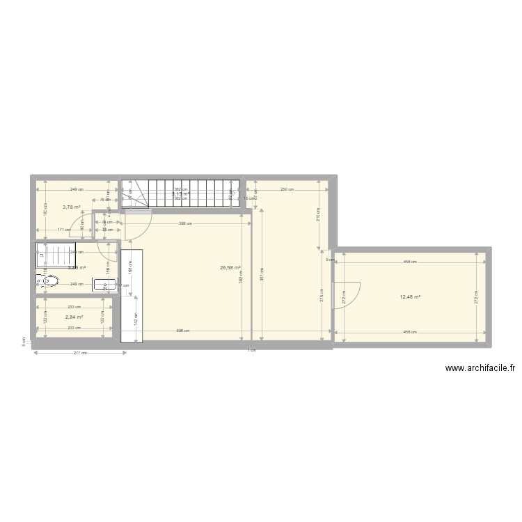 combles2. Plan de 6 pièces et 53 m2