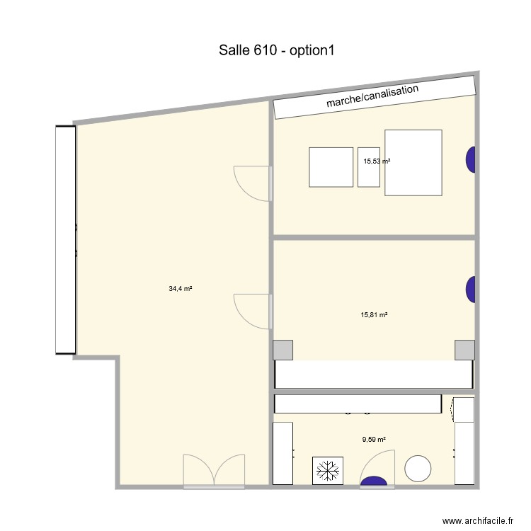 Salle 610 option1. Plan de 0 pièce et 0 m2