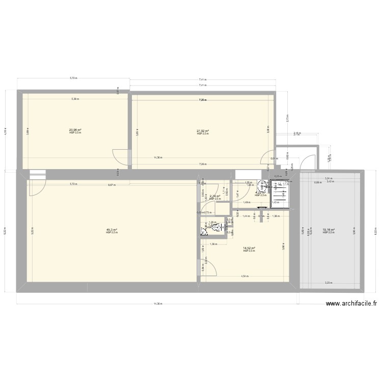 eloi projet. Plan de 8 pièces et 136 m2