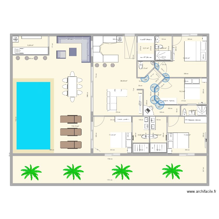 samui 3-4 ch rené et claudine. Plan de 13 pièces et 218 m2