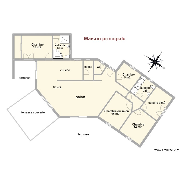 Banfield maison principale. Plan de 10 pièces et 160 m2