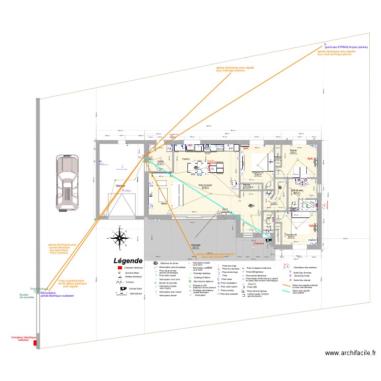 Maison Porcellone avec garage et clôtures. Plan de 11 pièces et 135 m2