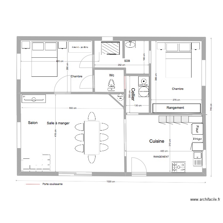 Plan 4. Plan de 4 pièces et 44 m2