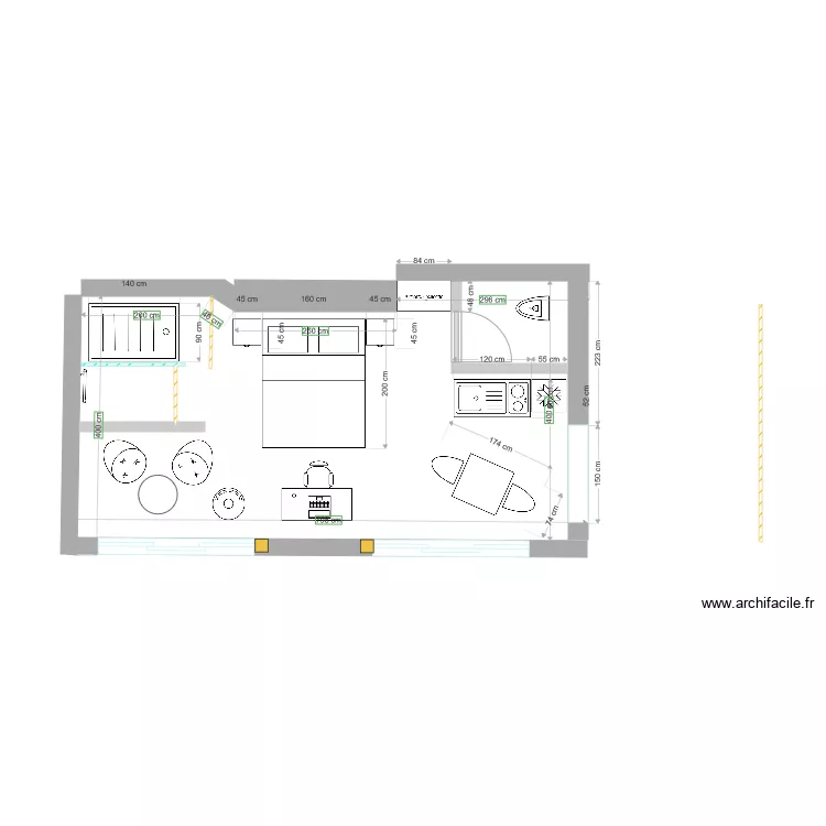 Studio 2. Plan de 