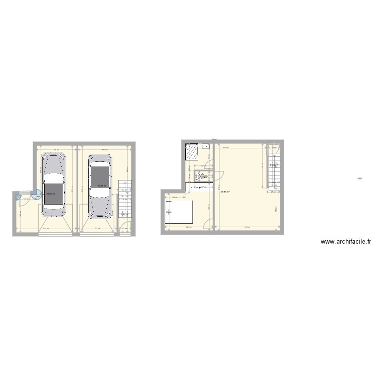 Appartement 1ch. Plan de 6 pièces et 87 m2