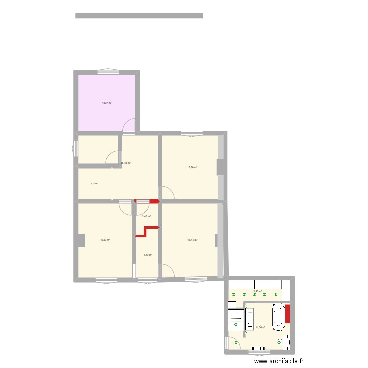 ingé. Plan de 10 pièces et 108 m2