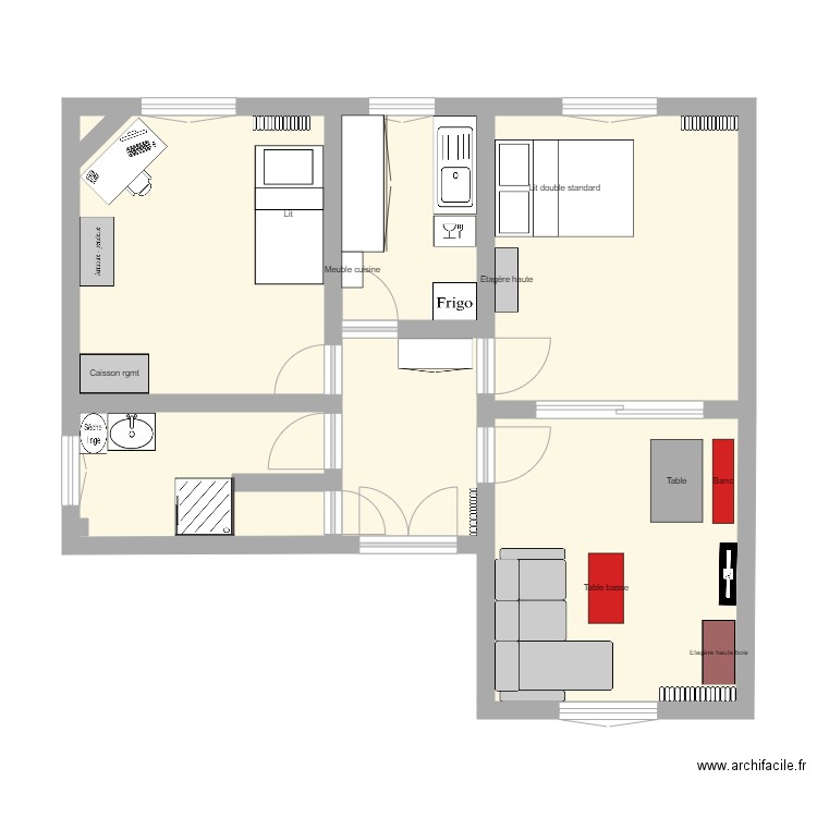 Maison Françoise. Plan de 7 pièces et 59 m2