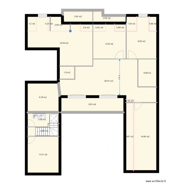 3e étage duplex studio 4pieces. Plan de 0 pièce et 0 m2