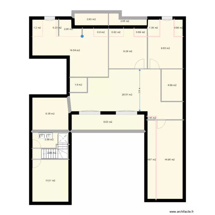 3e &eacute;tage duplex studio 4pieces. Plan de 