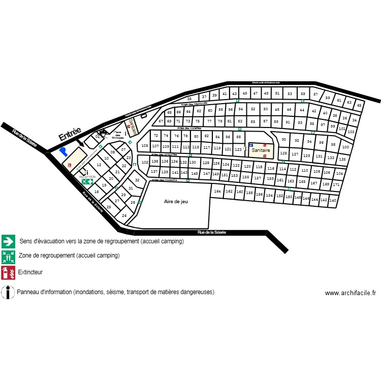Plan Evacuation camping 2023 2. Plan de 111 pièces et 24369 m2