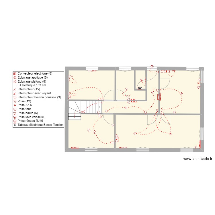 DELANNOY etage. Plan de 6 pièces et 61 m2