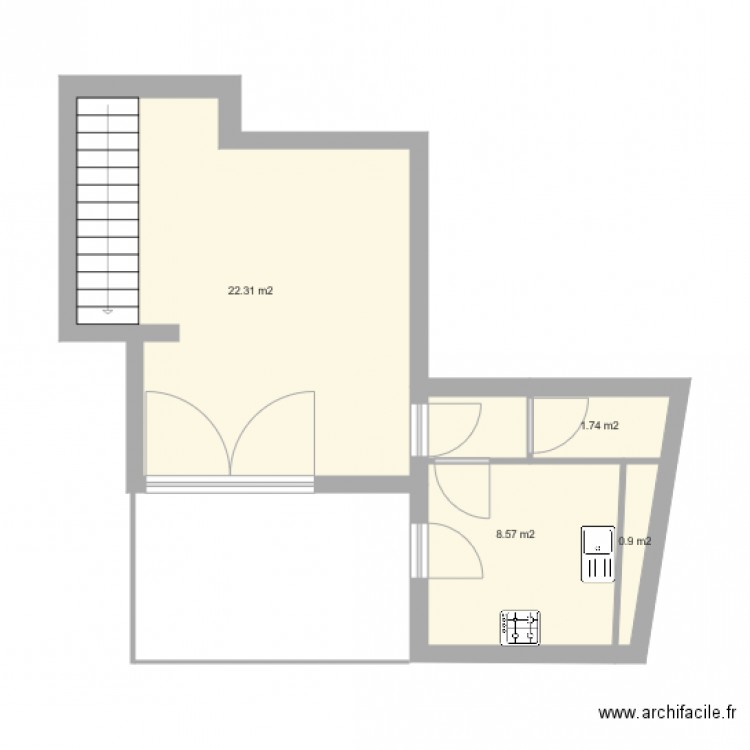 Le Plessis niveau intermédiaire situation actuelle. Plan de 0 pièce et 0 m2