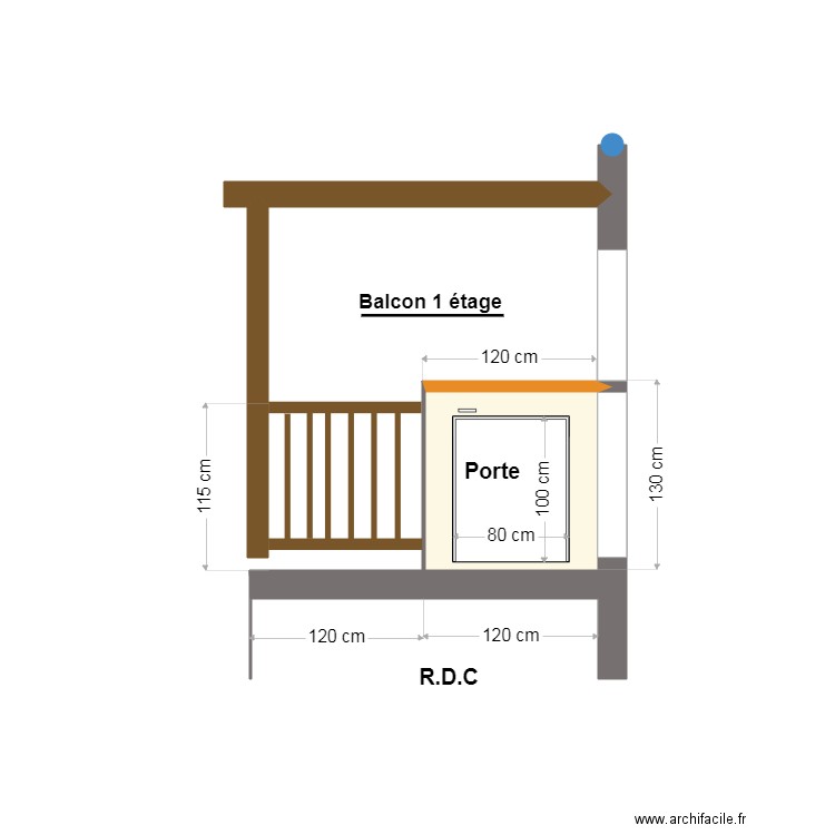 porte comble. Plan de 1 pièce et 1 m2