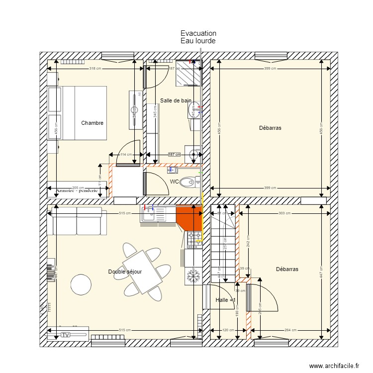 Vincent Heppignie appartement. Plan de 8 pièces et 81 m2