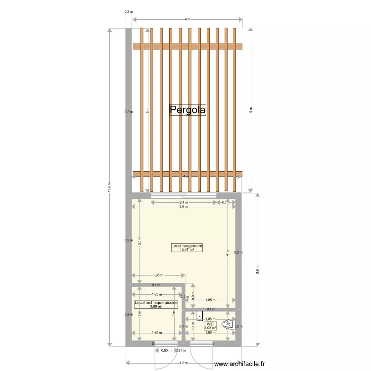 plan local technique avec pergola définitif. Plan de plan local technique avec pergola définitif. Plan de