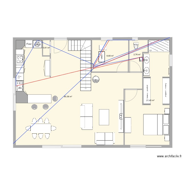 ZaYo V1 RDC. Plan de 5 pièces et 92 m2