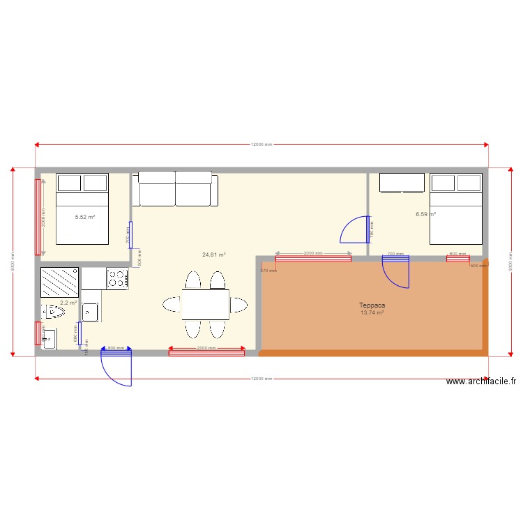 45  1. Plan de 0 pièce et 0 m2