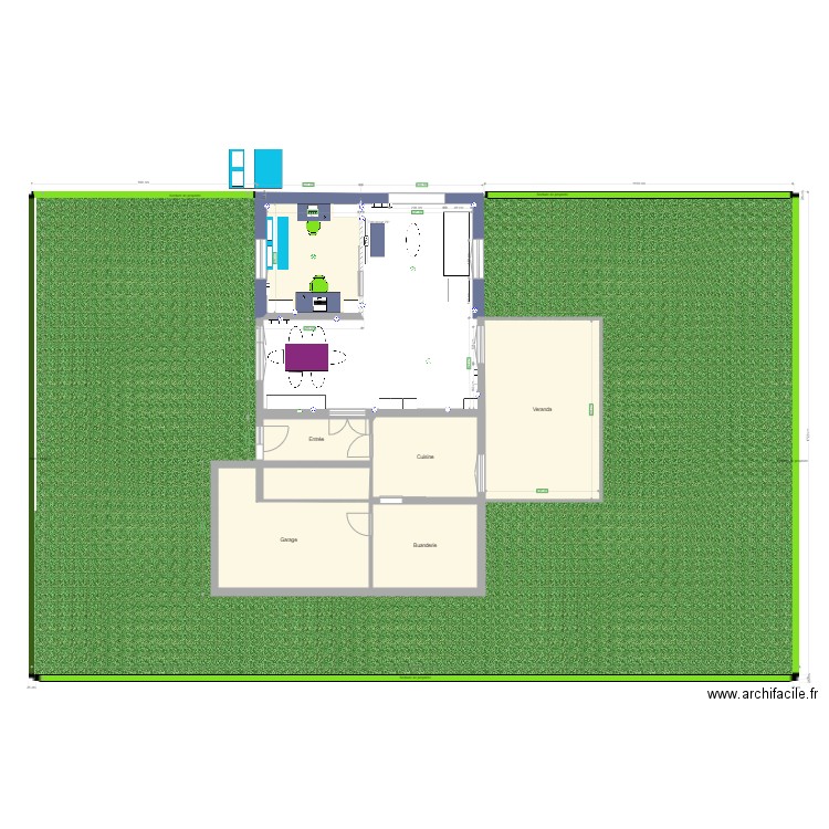 REZ DE CHAUSSEE VUE DESSUS INTERIEURE. Plan de 0 pièce et 0 m2