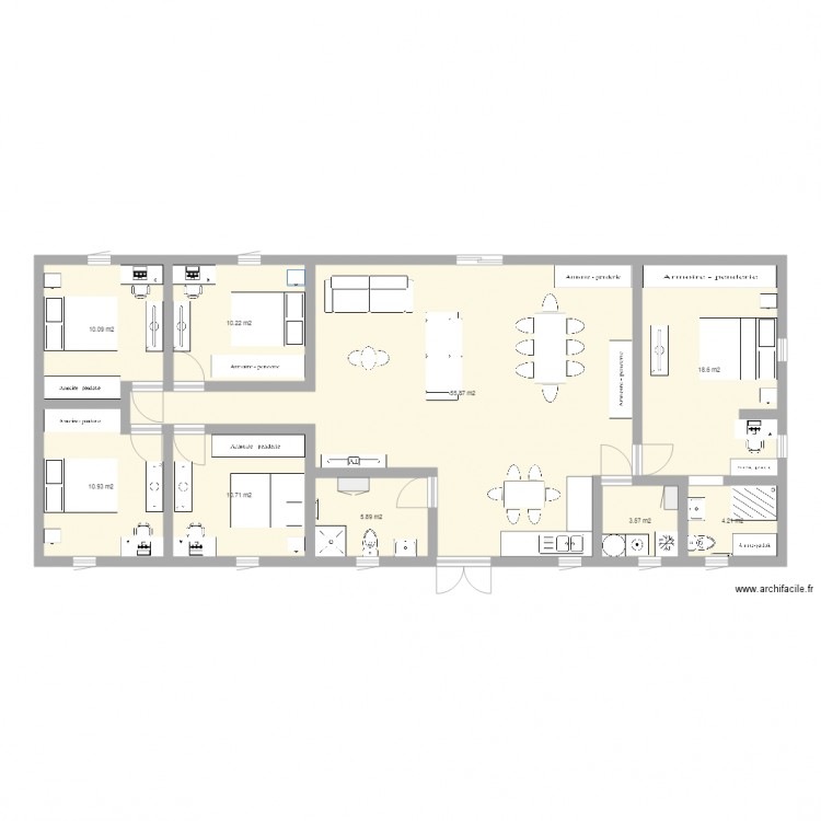 maison modulaire1. Plan de 9 pièces et 130 m2