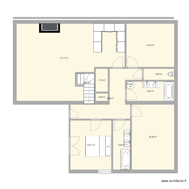 Bébé. Plan de 11 pièces et 108 m2