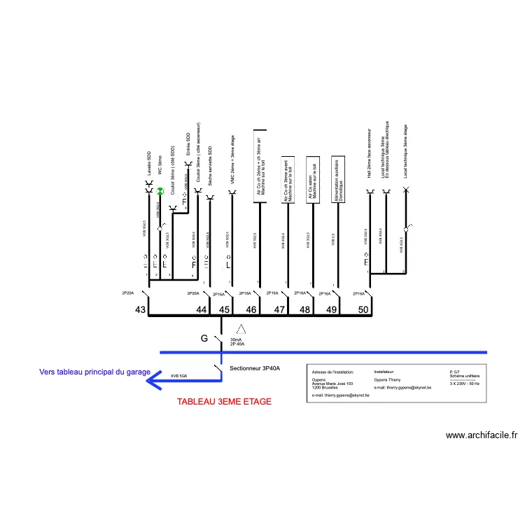 MJ &eacute;lectricit&eacute; sch&eacute;ma unifilaire partie 5. Plan de 