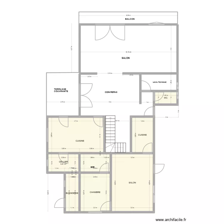 ArchiFacile PRO.ArchiFacile_MAISON NGOYO. Plan de 7  et 57 m²