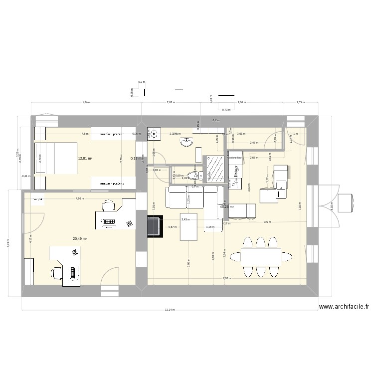 129. Plan de 4 pièces et 83 m2
