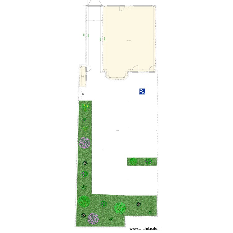 RDC TABAC AVEC PARKING. Plan de 2 pièces et 105 m2