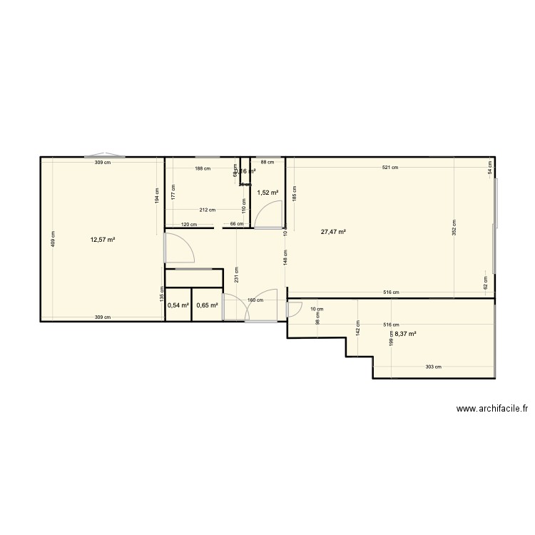 Plan actuel St Maxime. Plan de 7 pièces et 51 m2