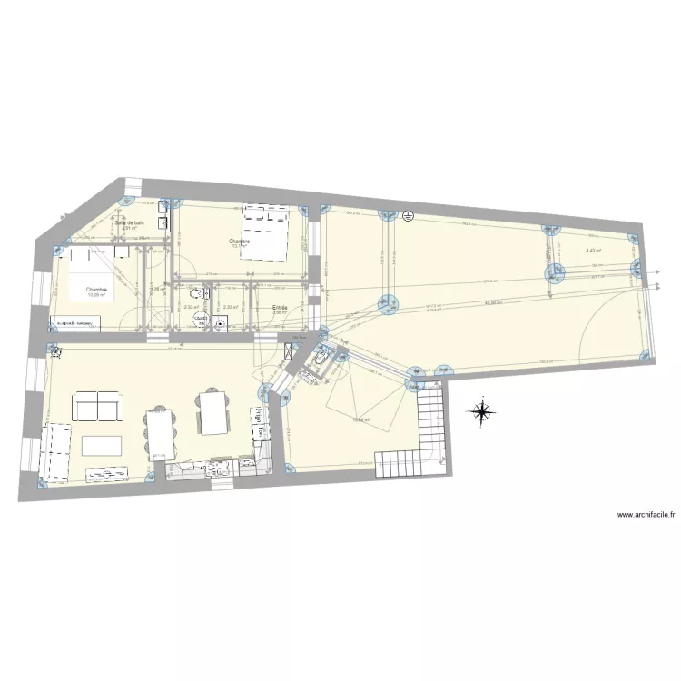 2ch cuis ouverte evac. Plan de 