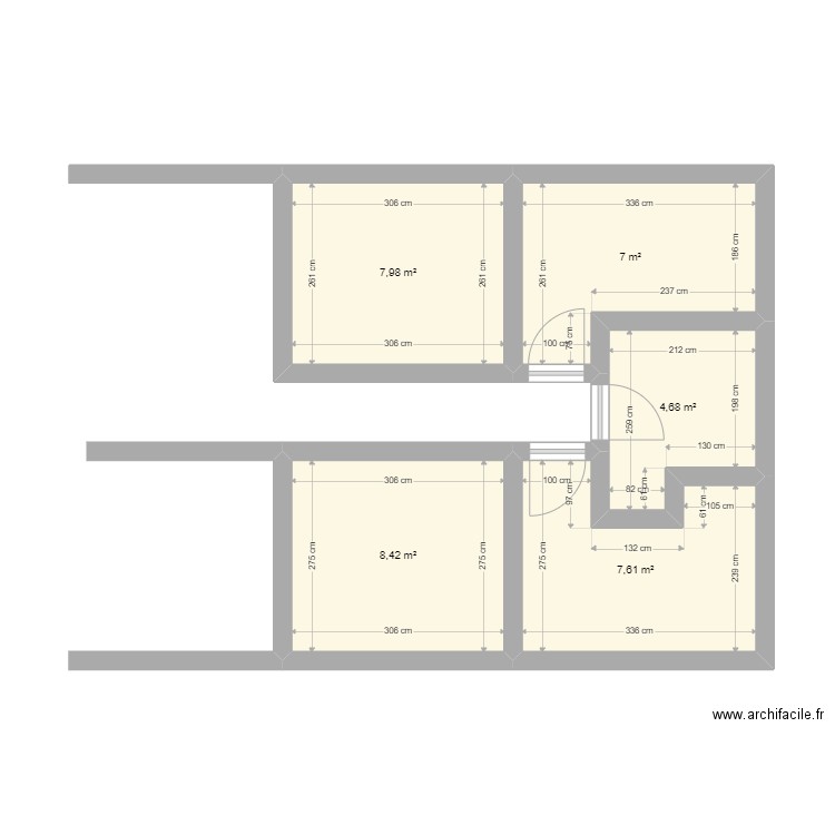 Chambres. Plan de 5 pièces et 36 m2