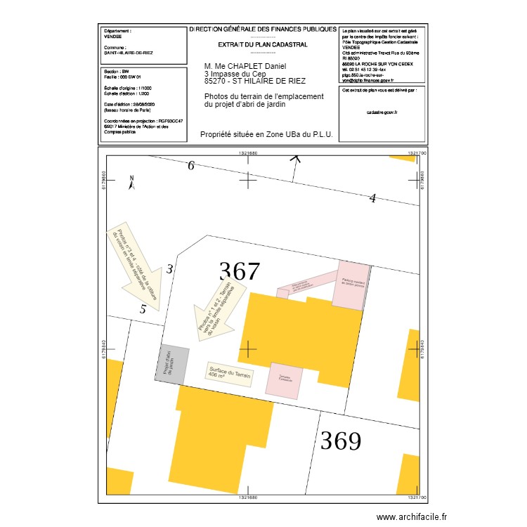 Photos terrain emplacement abri de jardin. Plan de 0 pièce et 0 m2