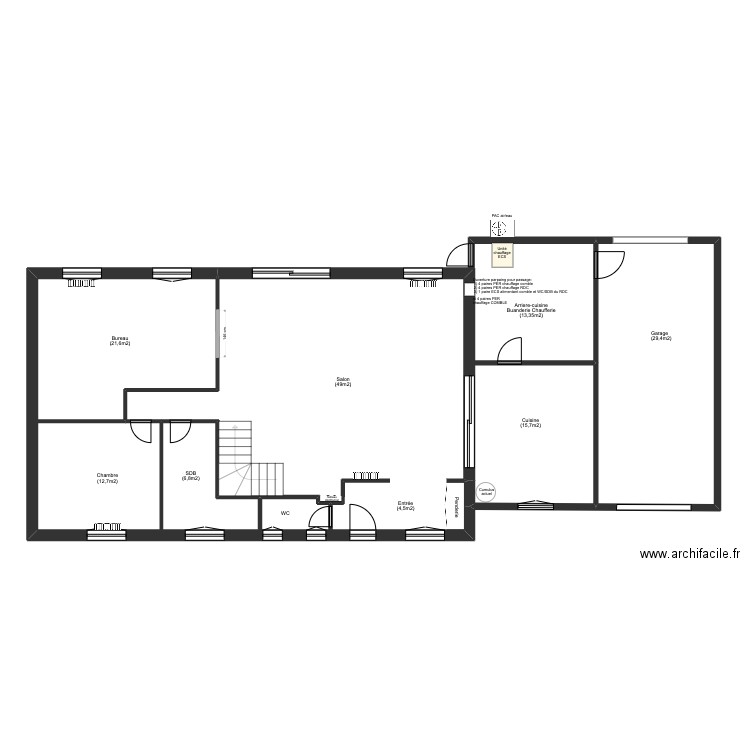 12RDCPlomberie+. Plan de 2 pièces et 131 m2