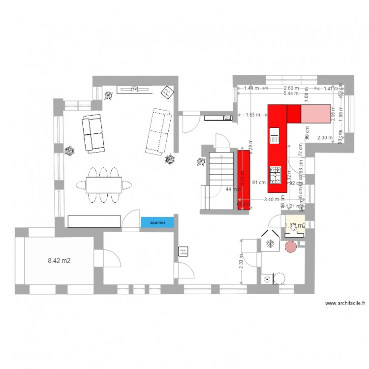  cuisine apres travaux cotes frigo. Plan de 0 pièce et 0 m2