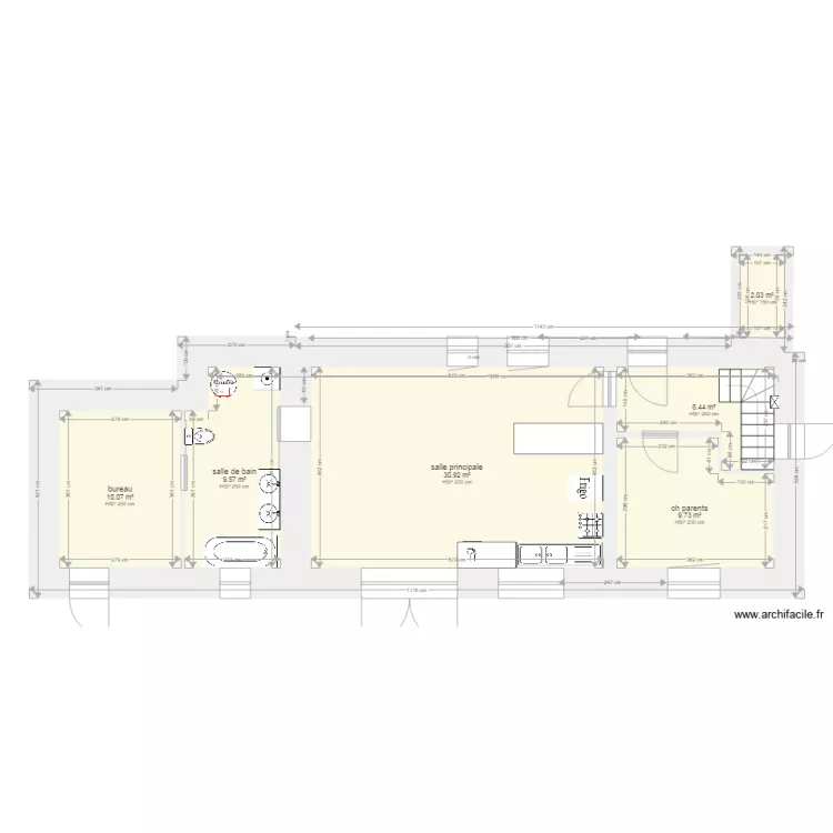 Rdch  Projectif 3 Petit Aulnay. Plan de 