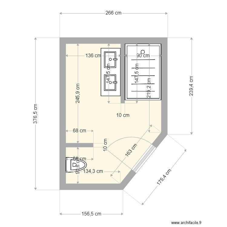 wc action dépannage bis. Plan de 1 pièce et 7 m2