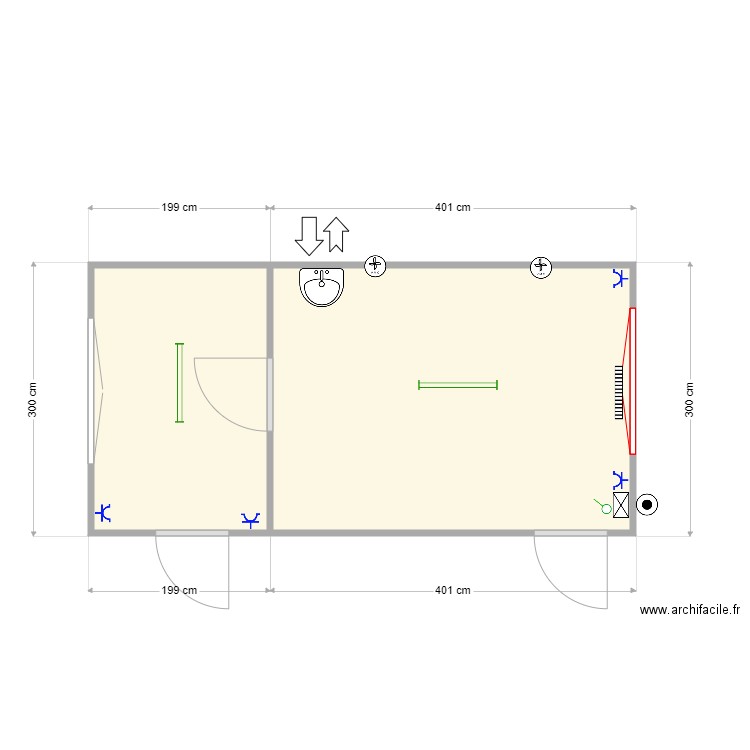 2 63070. Plan de 2 pièces et 17 m2