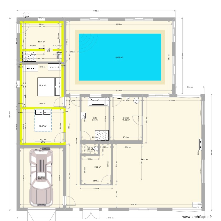 PARADIS v8. Plan de 11 pièces et 216 m2