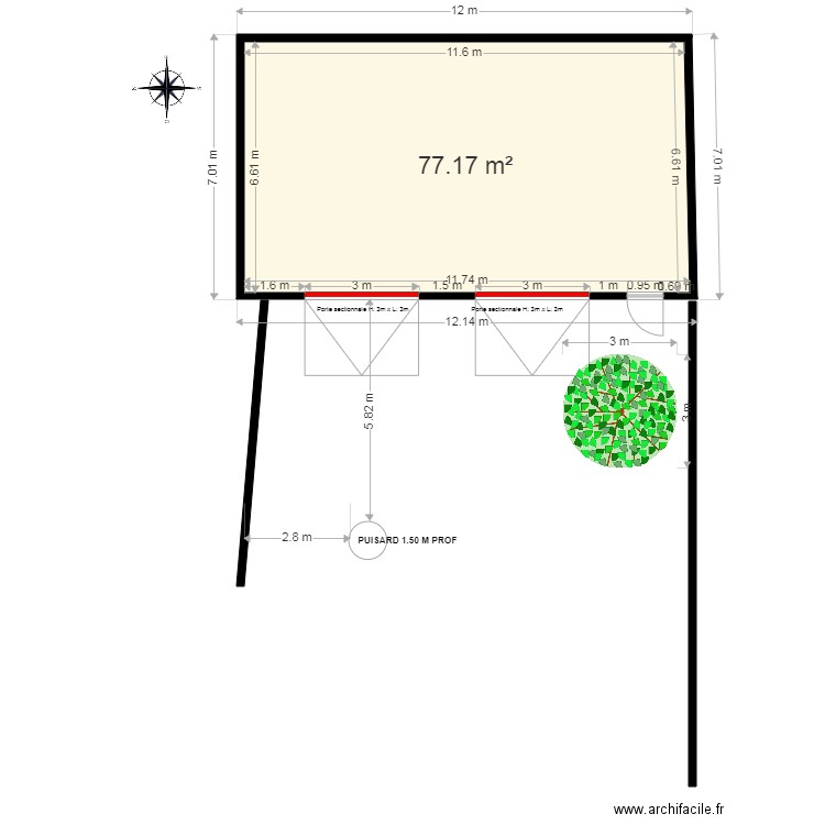 PLAN DE MASSE COTE. Plan de 1 pièce et 77 m2