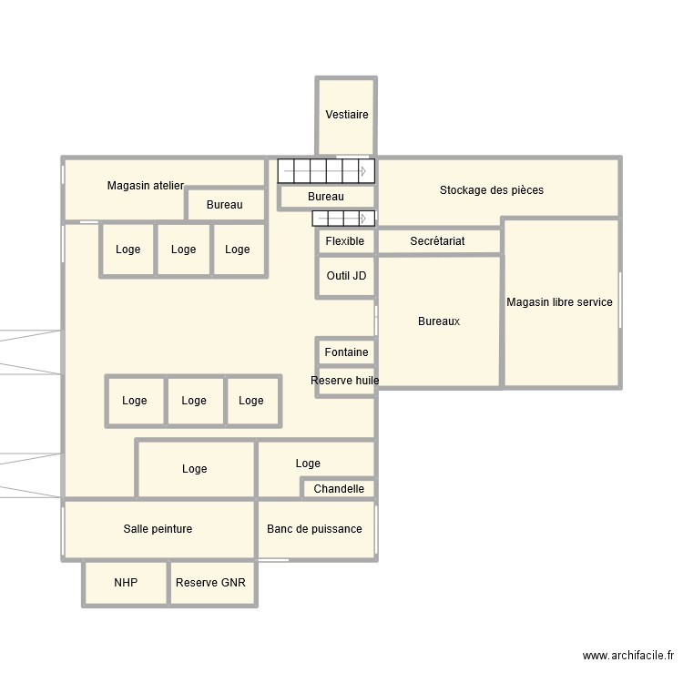 Plan atelier Bosc le Hard . Plan de 26 pièces et 48 m2