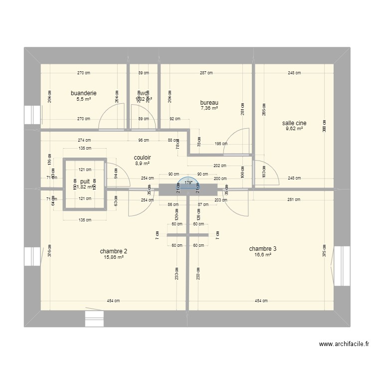 SOUS SOL . Plan de 8 pièces et 67 m2