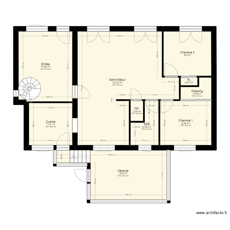 01 - MB - Existant. Plan de 0 pièce et 0 m2