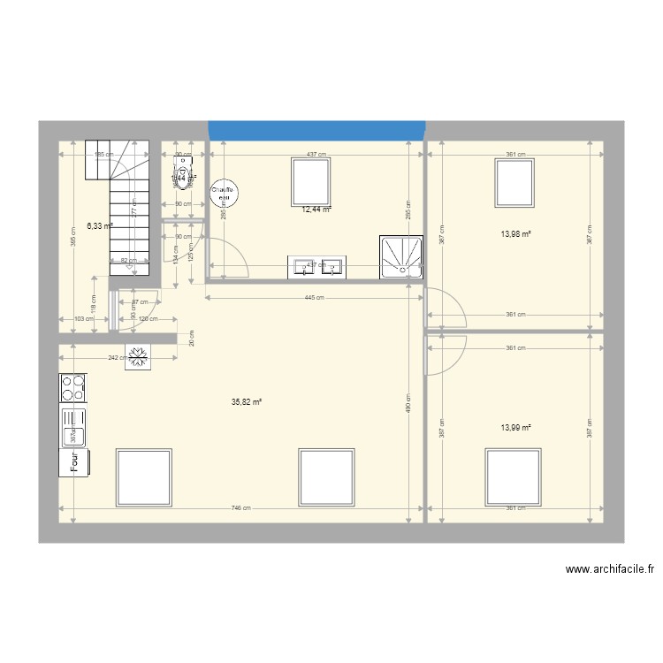 2ème etage Tergnier. Plan de 6 pièces et 84 m2