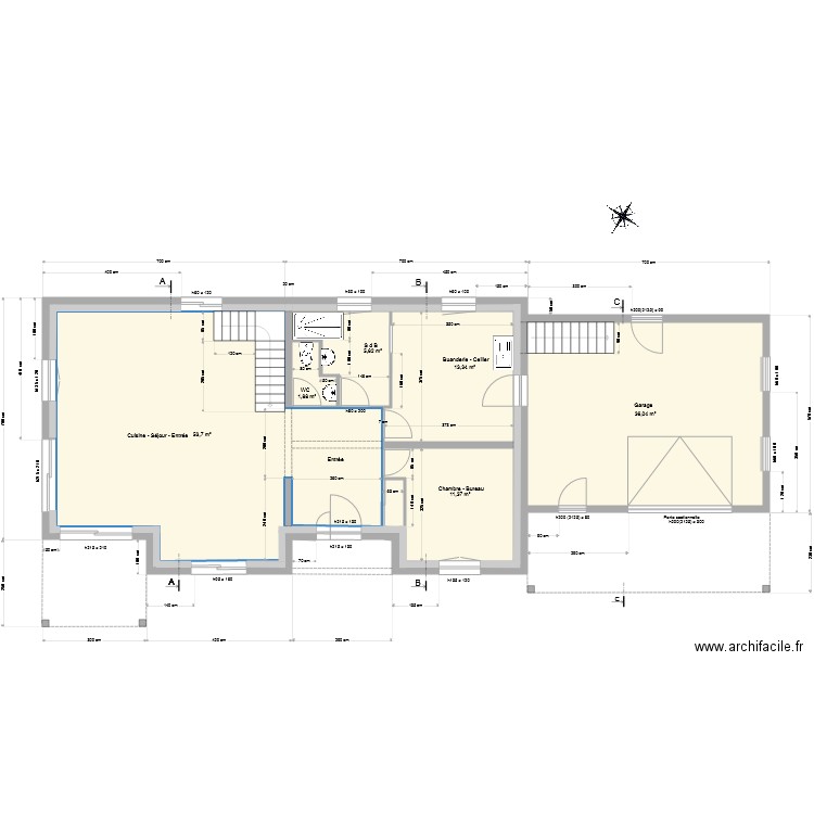 RDC 20211111. Plan de 6 pièces et 122 m2