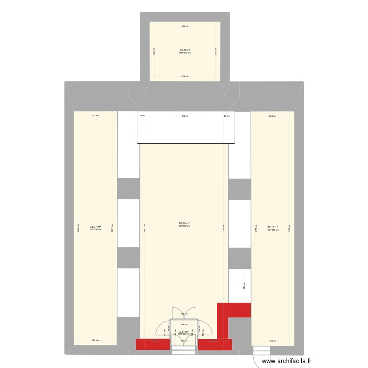 EGLISE DESERT. Plan de 5 pièces et 156 m2