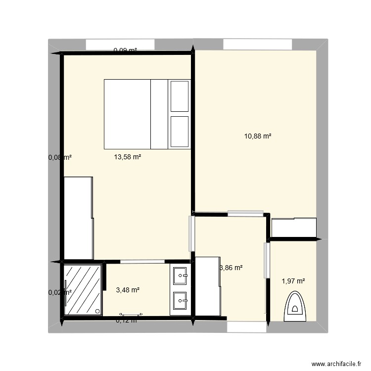 espace chambre. Plan de 0 pièce et 0 m2
